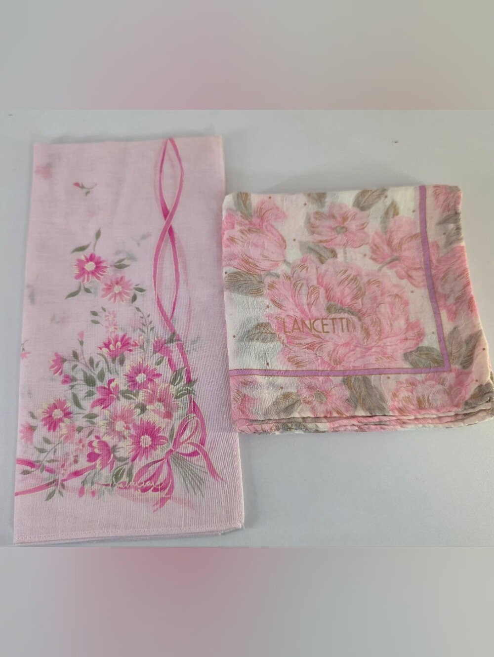Lancetti & Other Brand Pink Floral Small Scarf 2-piece Set
